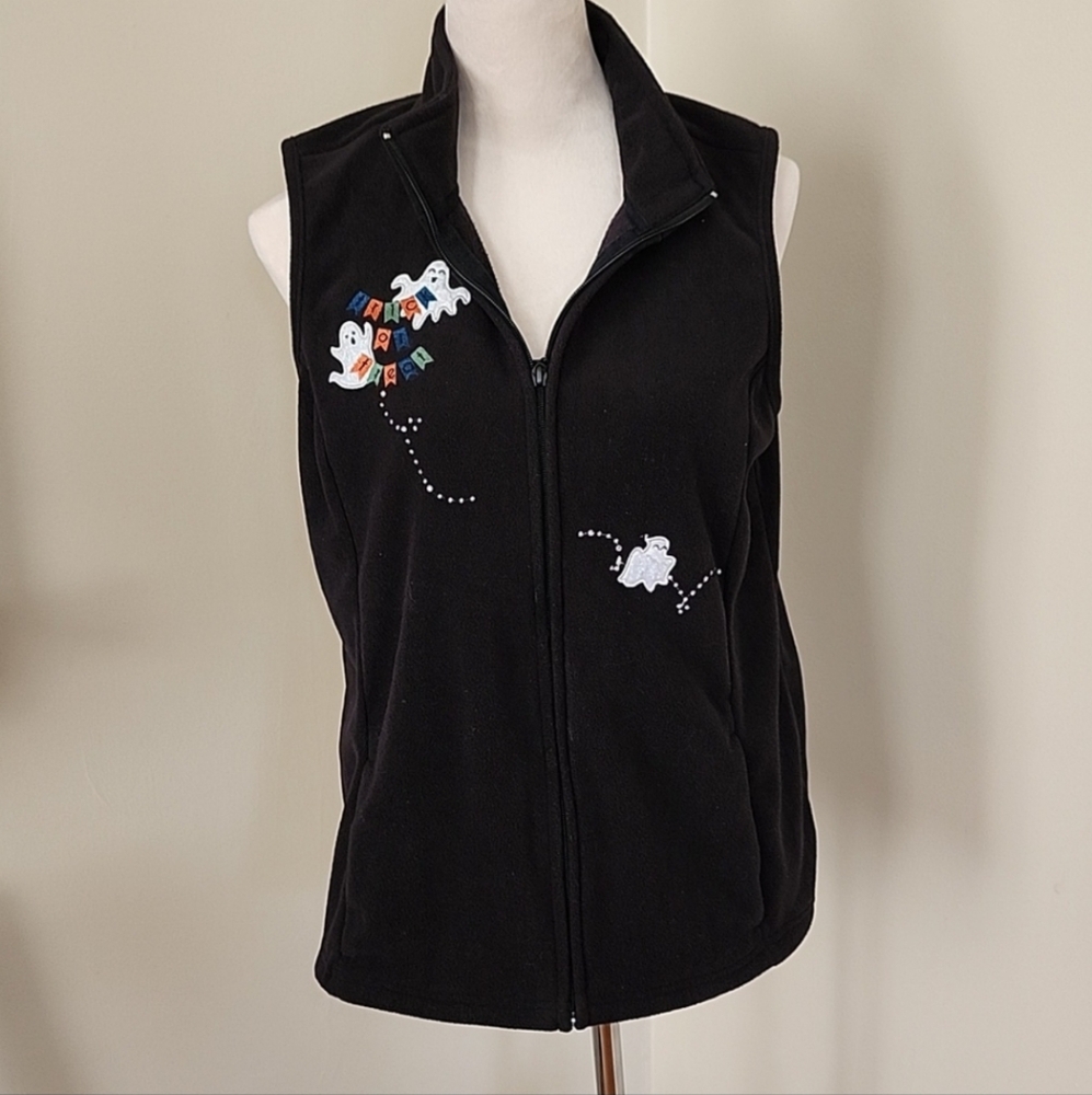 Halloween Fleece Embroidered Vest, M - Picture 3 of 5